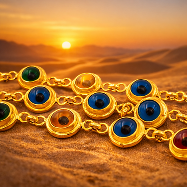 Convertible Multicolored Evil Eye Glass Necklace/Bracelet Suite