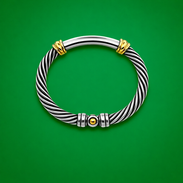 David Yurman Two-Tone Cable Classics Hinged Bangle Bracelet