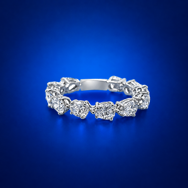 Vintage Platinum Pear‑Shape Diamond Band