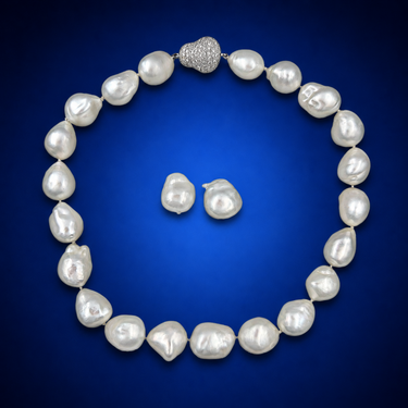 South Sea Cultured Pearl and Diamond Necklace Suite