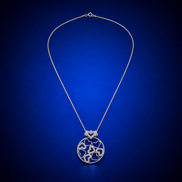 18K White Gold Diamond Heart Necklace