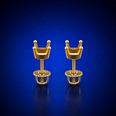 14K Gold Vintage European‑Cut Diamond Stud Earrings
