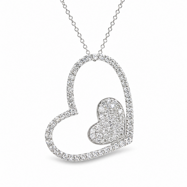 18K White Gold Diamond Heart Necklace