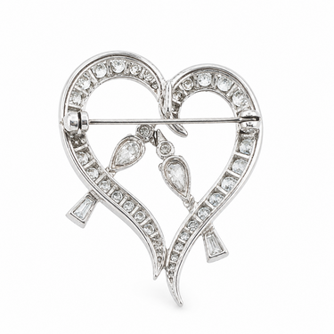 Platinum 1950s Mid‑Modern Sweetheart Brooch/Pendant