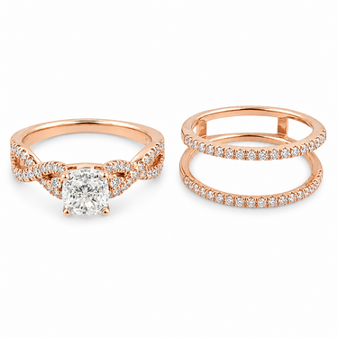 Rose Gold Diamond Wedding Set