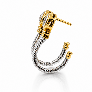 Pair of Cable Hoop Earrings