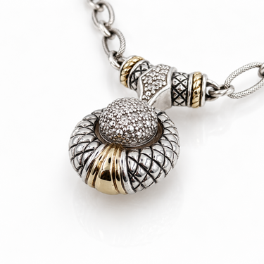Sterling & Gold Diamond Necklace