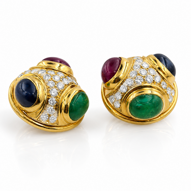Gemstone and Diamond Earrings, Hammerman Brothers, 1980s