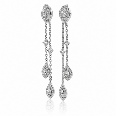 14K White Gold and Diamond Earrings