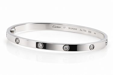 Cartier Love Bracelet, 18K White Gold, Small Model, 10‑Diamond Version