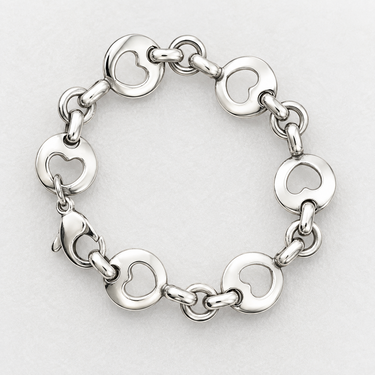 Tiffany & Co., Silver “Open Heart” Link Bracelet