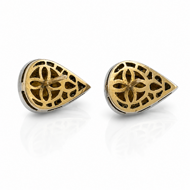 Pair of Silver‑Topped 14K Gold Diamond Earrings