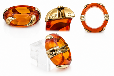 Lucite and Gilt Sterling Silver Bangle  .