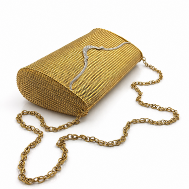 A Mid-Century Diamond and Gold Mesh Minaudière, Circa 1950–1960's