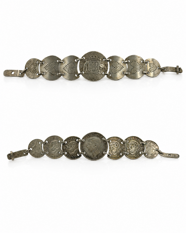 Silver WWII Sweetheart Coin Bracelet.
