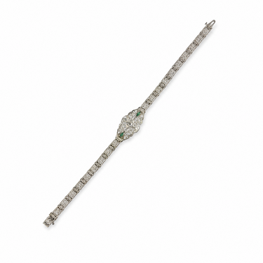 14K WHITE GOLD ART DECO FILIGREE “BELLY BRACELET”