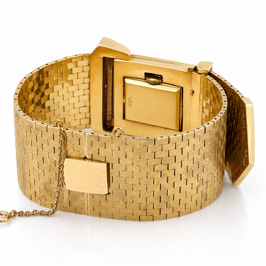 Wide Retro 14K Yellow Gold Covered Buckle Wristwatch by Coronet