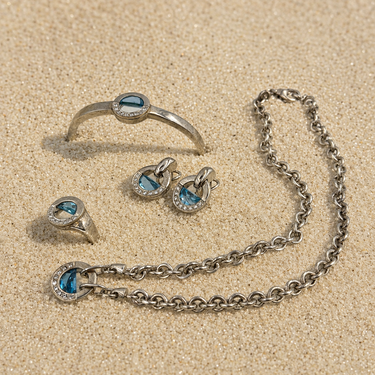 Movado 18K Gold and Sterling Silver Topaz & Diamond Suite