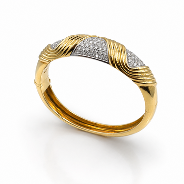 18K Yellow Gold and Diamond Bangle Bracelet