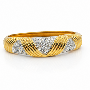 18K Yellow Gold and Diamond Bangle Bracelet