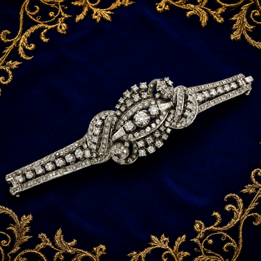 1950s 18K White Gold and Diamond Bracelet