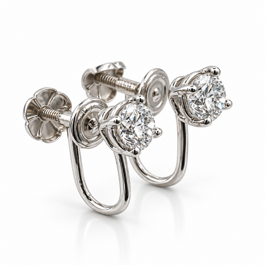 14K White Gold Diamond Earrings .