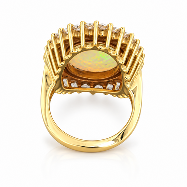 14K Gold Opal and Diamond Ring