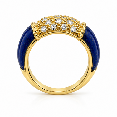 18K Gold Diamond and Lapis Band