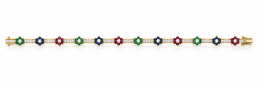 14K Gold Diamond and Gemstone Bracelet