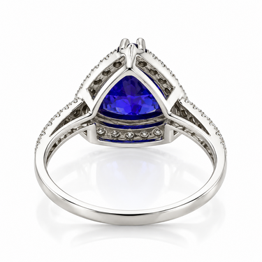18K White Gold Tanzanite and Diamond Ring.