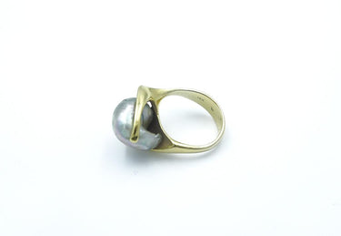 Estate Yellow Gold and Pearl Ring by Ed Wiener