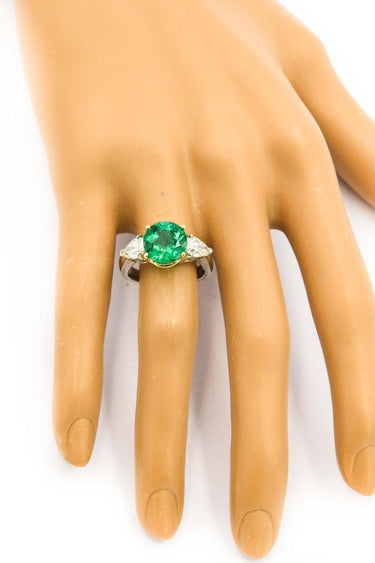 Estate Contemporary Platinum Emerald and Diamond Ring with AGL Report