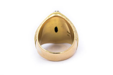 Estate Contemporary Yellow Gold Diamond and Jade Cluster Style Ring