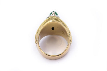 Estate Contemporary Yellow Gold Diamond and Jade Cluster Style Ring