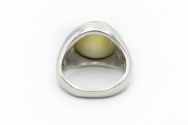 Estate Art Deco Men's Platinum Cat's Eye Chrysoberyl Diamond Pinky Ring