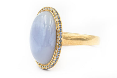 Estate Zorab Creations Rose Gold Diamond and Chalcedony Ring