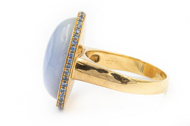 Estate Zorab Creations Rose Gold Diamond and Chalcedony Ring