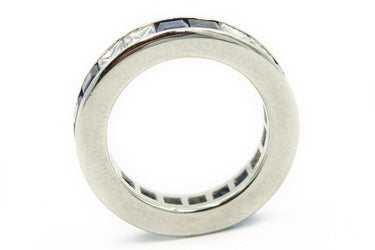 Estate Platinum Diamond and Sapphire Eternity Ring