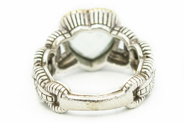 Estate Contemporary Yellow Gold Sterling Silver Blue Topaz and Diamond Ring by Judith Ripka