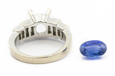 Estate White Gold Diamond and Sapphire Ring with AGL Report