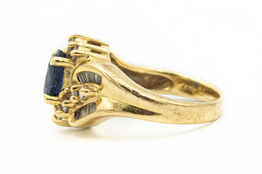 Estate Yellow Gold Diamond and Sapphire Ring