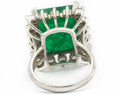 Estate Vintage Platinum Diamond and Emerald Bon Bon Ring AGL Report 1132249