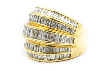 Estate Yellow Gold Five Row Diamond Ring by Flaircraft