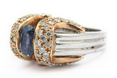 Estate Gold Diamond and Sapphire Ring