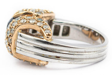 Estate Gold Diamond and Sapphire Ring