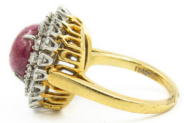 Estate Yellow Gold Diamond and Star Ruby Ring