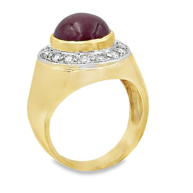 Estate Yellow Gold Diamond and Ruby Ring