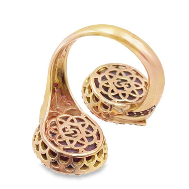 Estate Rose Gold and Star Ruby Bypass Ring