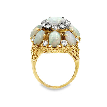 Estate Vintage Domed Opal and Diamond Ring