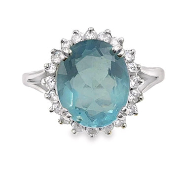 Estate Vintage White Gold Aquamarine and Diamond Ring by Schlumberger Circa 1950's